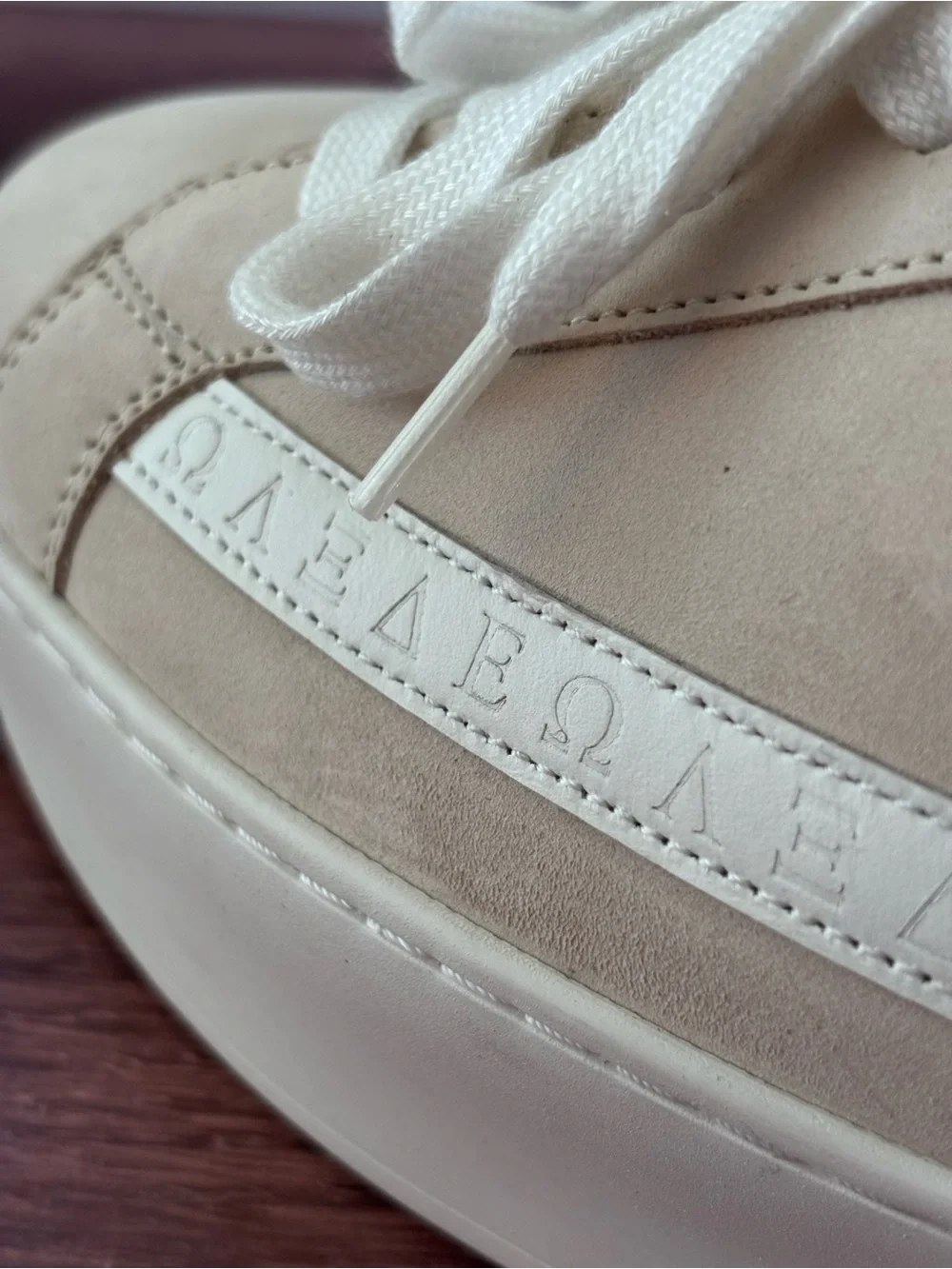 Sans Matin Gaia Platform Sneakers Taupe Nubuck Leather & White Leather Platform